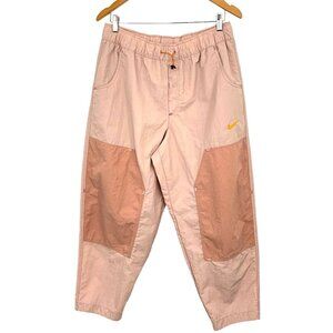 Nike Size L Athletic Pants Joggers Pink Drawstring 100% Nylon Baggy Women's